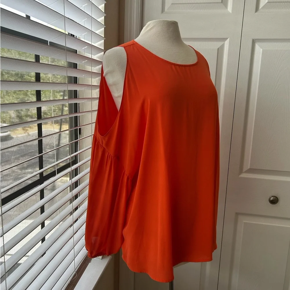Eloquii Orange Cold Shoulder Blouse – Size 24 - Picture 5 of 6